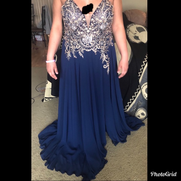 Navy blue with gold design - Picture 2 of 3